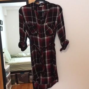 Soft plaid shirt dress